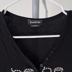 Bebe Black V-Neck dress with Sparkling Details